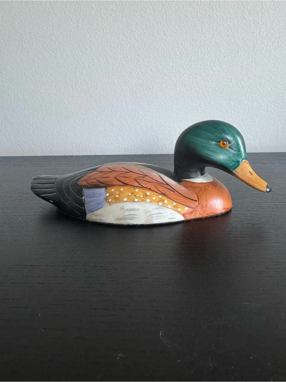 Vintage Ceramic Mallard Duck Figurine Retro Cabin Decor